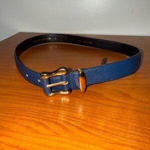 Charter Club Royal Blue Genuine Leather Belt with Gold Buckle